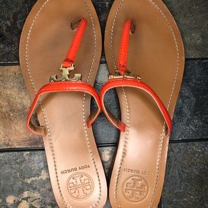 Tori Burch Red Orange Flip Flop Thong Sandals 10
